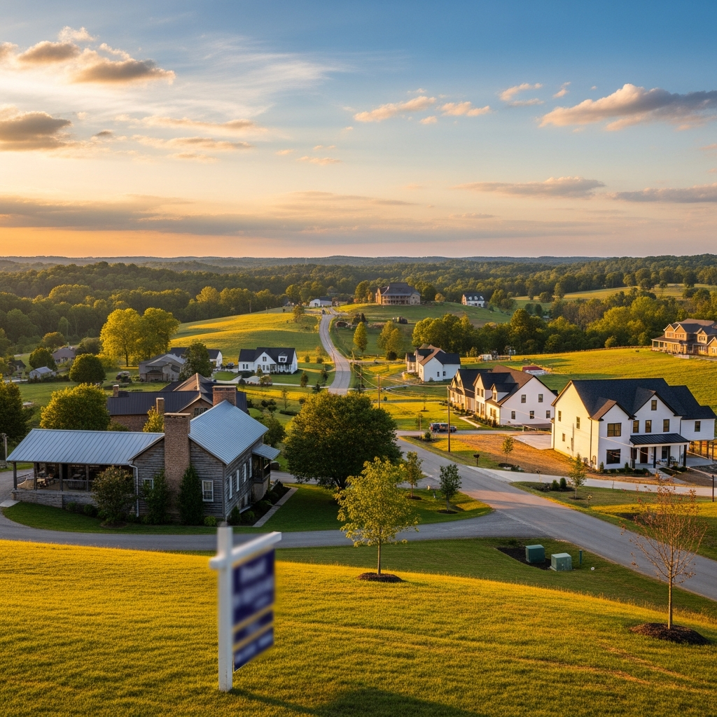 buying home Charlotte 2025 - serene rural landscape with homes in Charlotte area
