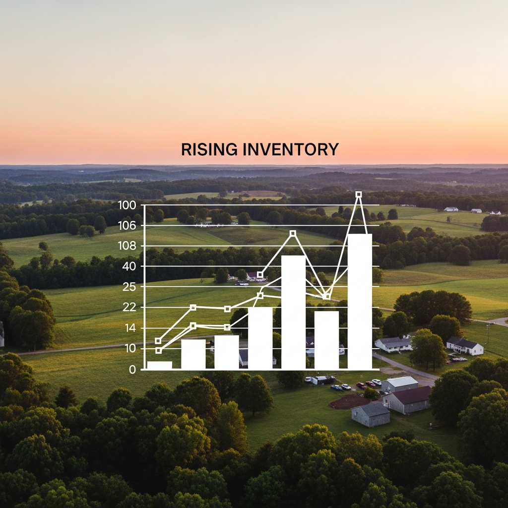 buying home Charlotte 2025 - graph showing rising inventory in Charlotte rural housing market