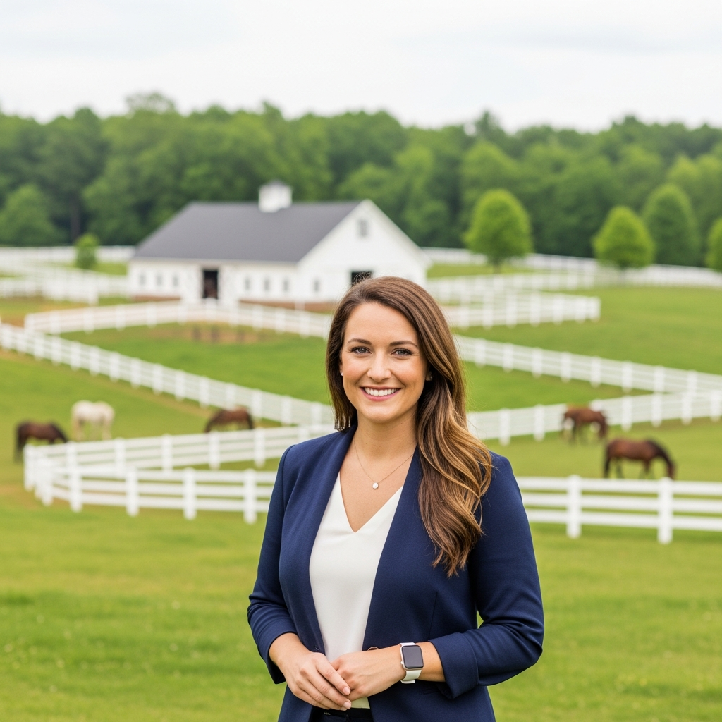 equine property realtor Charlotte NC agent with client at sold property
